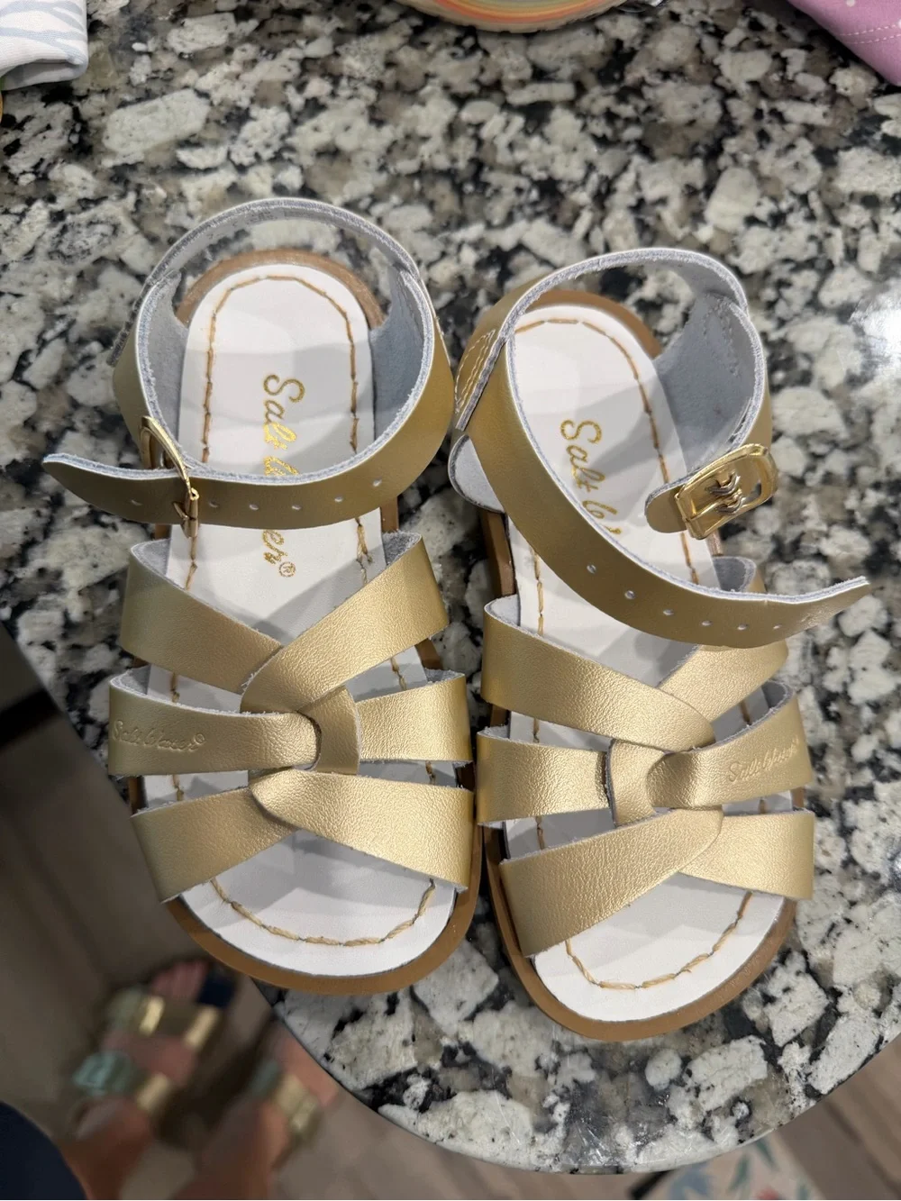 saltwater LUXE Girls Metallic Gold Strappy Sandals
